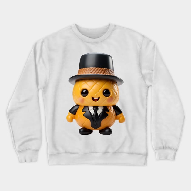 Cute Kawaii Office Pineapple with Top Hat Crewneck Sweatshirt by Cuteopia Gallery